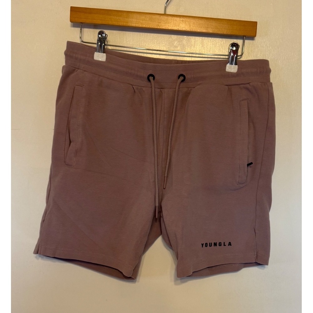 YoungLA Mens Gym Shorts Mauve Mauve Large Drawstring Sweatshorts Activewear